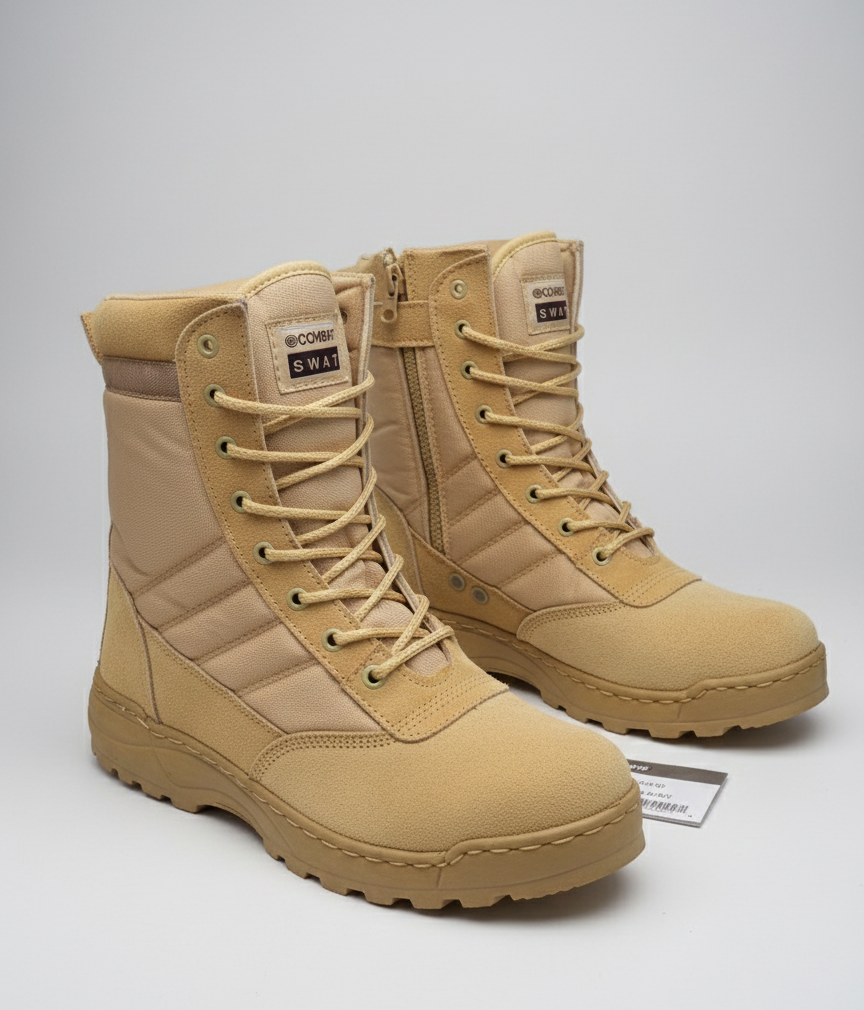COMBAT SWAT TACTICAL KHAKI SHOES, POLICE, MILITARY, ARMY, SECURITY GUARDS TACTICAL LONG BOOTS, HIKING AND WINTER SHOES Googee Shoes